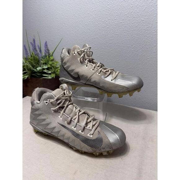 Nike Alpha Menace Pro Mens 11.5 Silver Mid Football Cleats - Picture 1 of 9